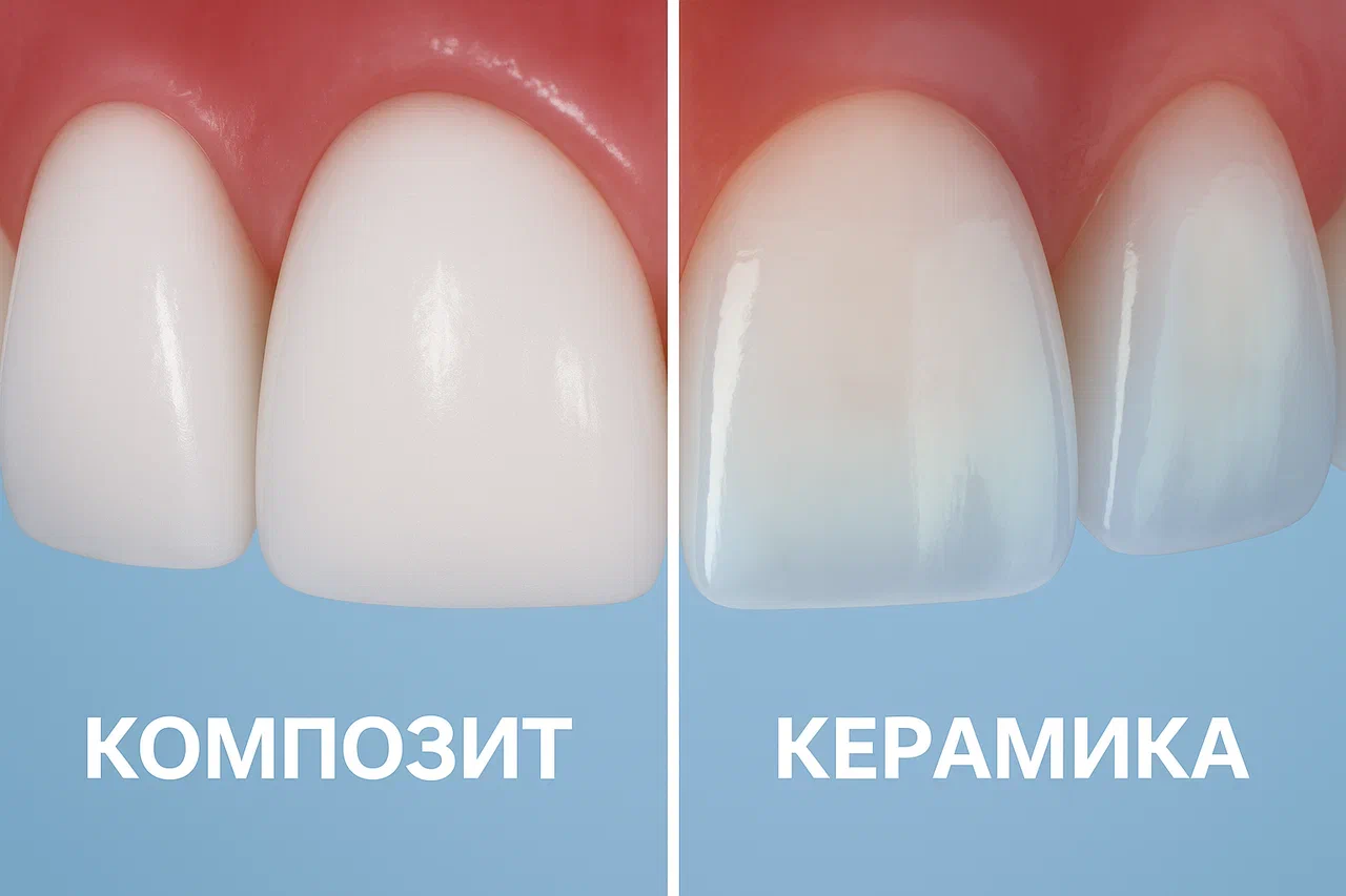 В чем отличие композитных и керамических виниров